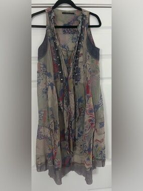 Rare Animale Blue, Beige, Grey Watercolor Dress